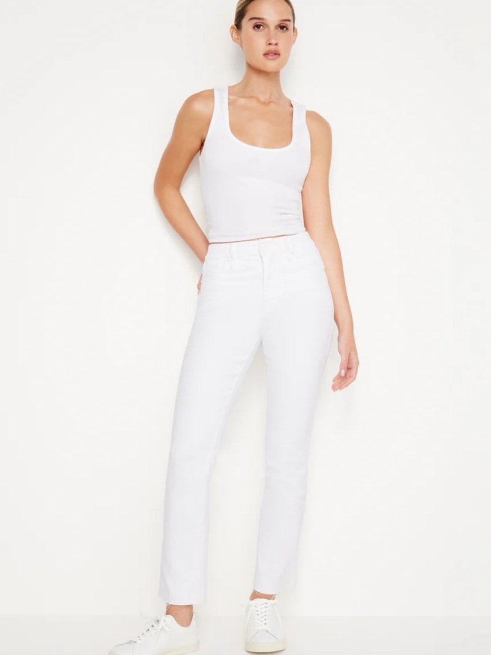 NEW Good American Straight Leg White Jeans Size 16